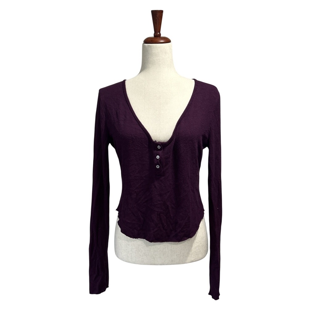 Intimately Free People Henley Medium Purple Ribbed Gorpcore Comfy Shirt Boho